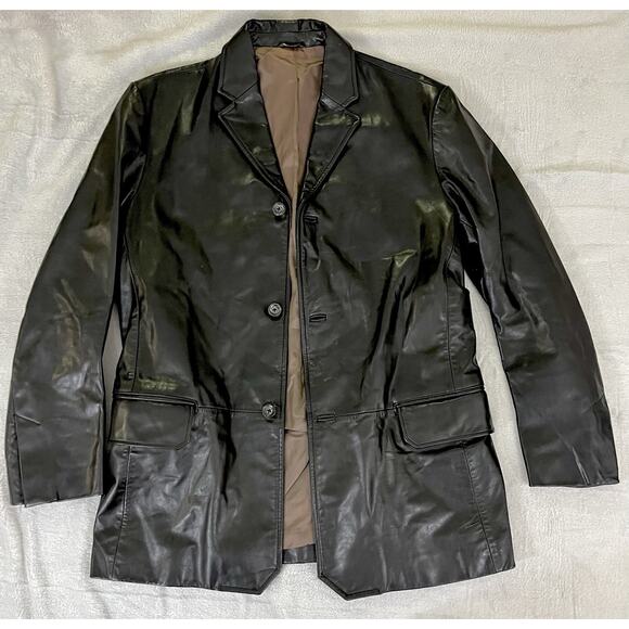 Banana Republic Other - Vintage Banana Republic Black Leather Three Button Jacket Mens M Made In Korea